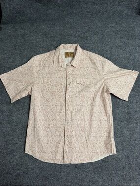 Men's Casual Short-Sleeve Paisley Button-Down Shirt - Light Pink